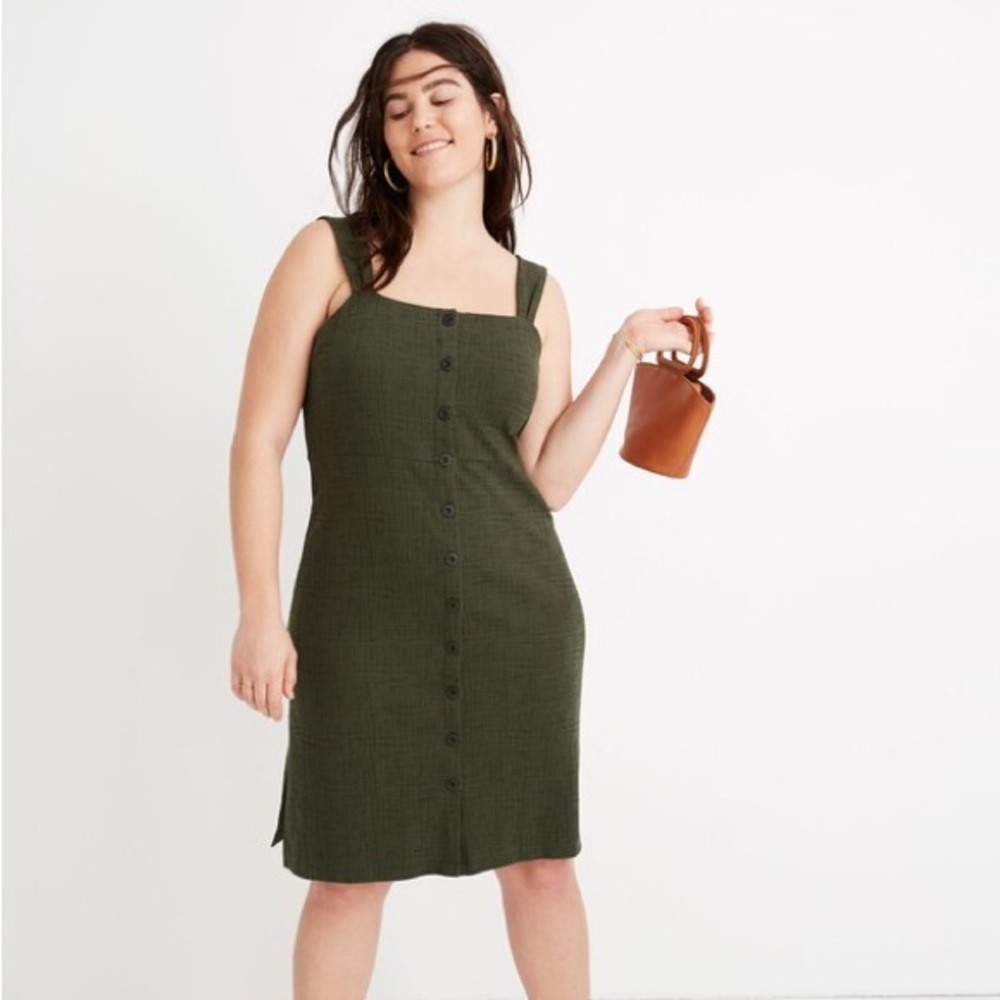 madewell texture & thread | button front tank dress